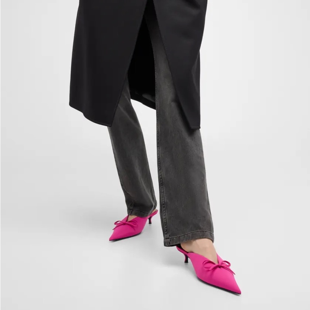 Balenciaga Knife Kitten Heel Bow Mule Pink Size 37 EU / 7 US NIB - Picture 14 of 15